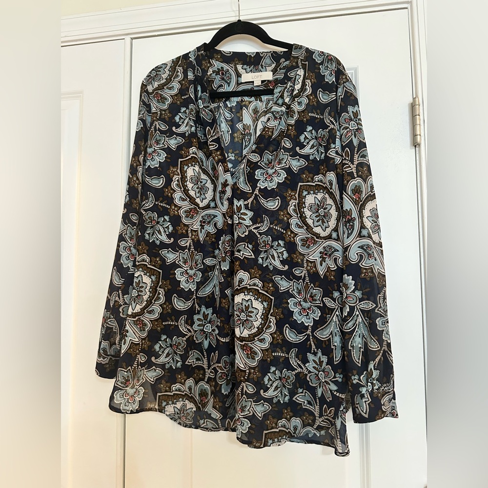 LOFT Paisley V-Neck Blouse